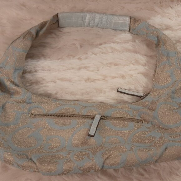 Blue And Tan Vintage Guess Bag Monogram Bag Y2K - Picture 3 of 9